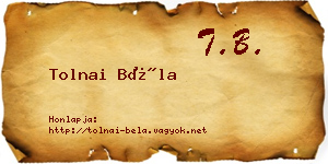 Tolnai Béla névjegykártya
